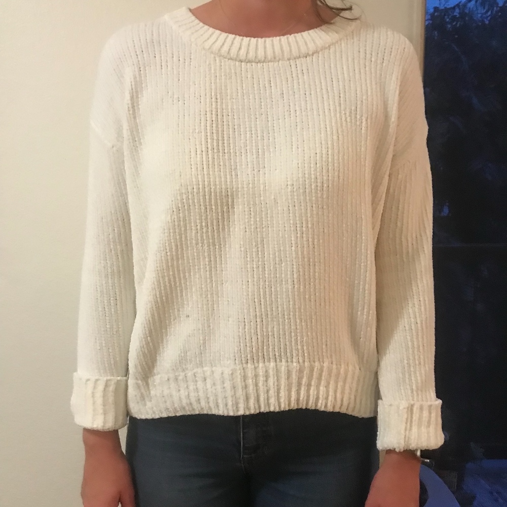 Gap Cream Shaker Stitch Crewneck Pullover Sweater